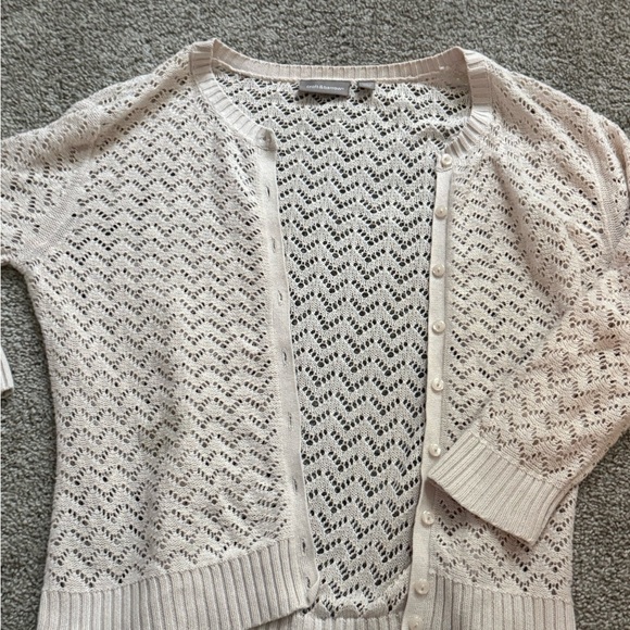 Cardigan Cream/White Knit Patterned Fabric - Picture 5 of 7